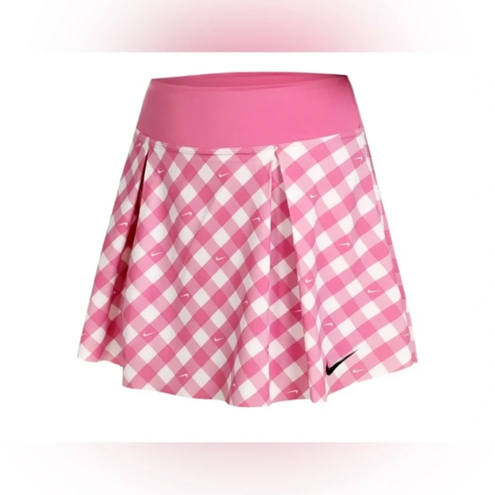 Nike Dri-Fit Club checkered Pink White Printed tennis Skirt skort size small new